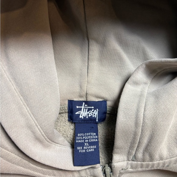 Vintage Stussy Beige Blank Zip-up Hoodie Size XL - Picture 3 of 10